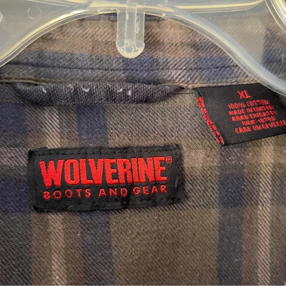 Wolverine Charcoal black Flannel Lined Canvas Shirt Jacket Size XL